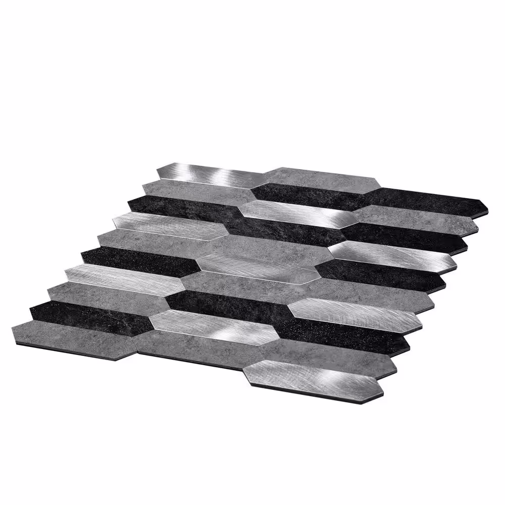 Apollo Tile Mix Picket Grey 12 in. x 12 in. Honed Metal Peel and Stick Backsplash Tile for Kitchen and Bathroom (10 sq. ft./Case)
