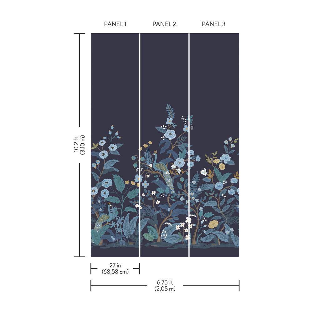 RIFLE PAPER CO. Navy Peacock Wall Mural