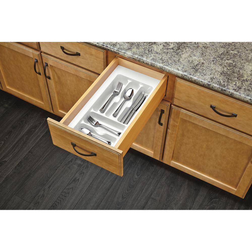 Rev-A-Shelf 2.375 in. H x 11.5 in. W x 21.25 in. D Small White Cutlery Tray Drawer Insert