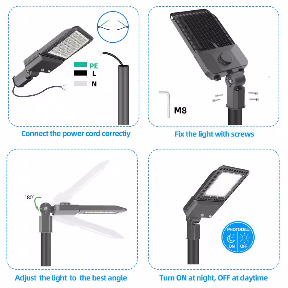 None 300-Watt 150Â° Bronze Integrated LED Parking Lot Area Light, Slip Fitter 5000K White 39000 Lumens with Photocell