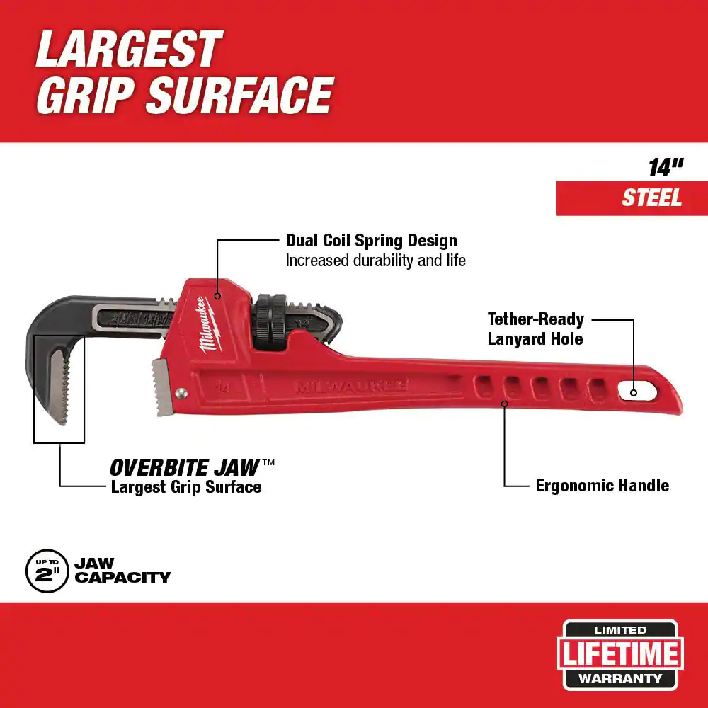 Milwaukee 14 in. Steel Pipe Wrench