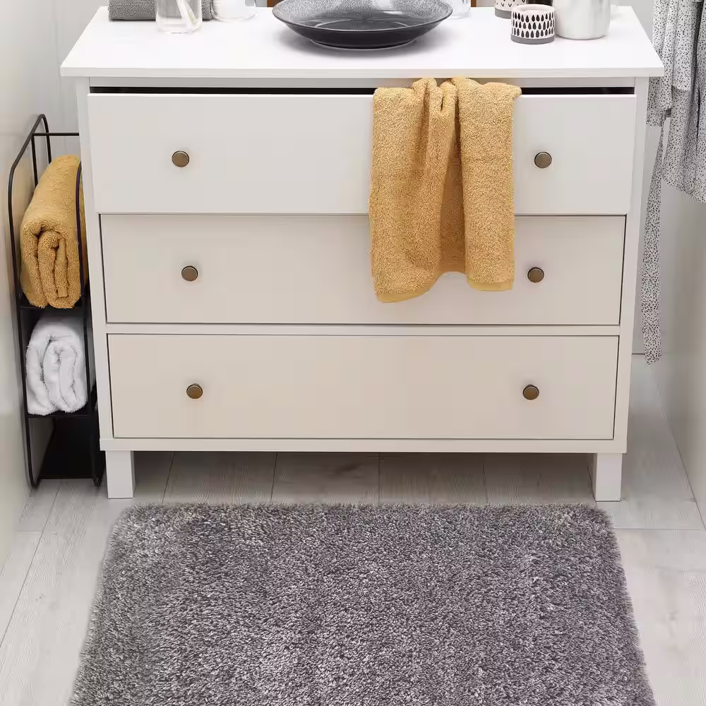SUSSEXHOME Solid Gray Bathroom Rug, 1-Piece Bathroom Mat Set