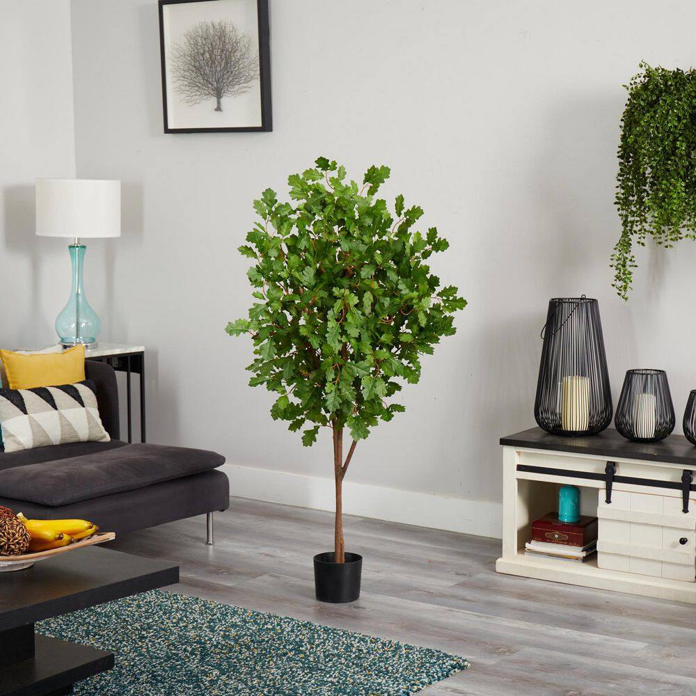Nearly Natural Indoor 5 in. Oak Artificial Tree